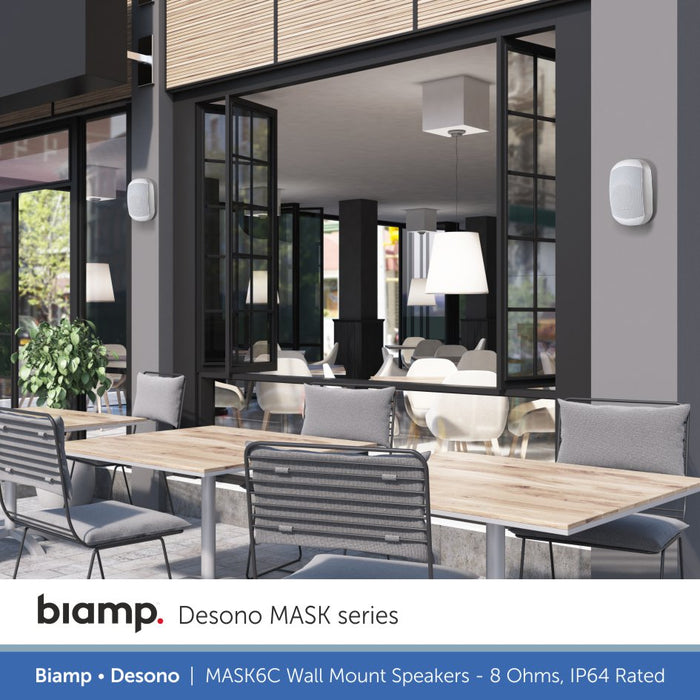Biamp Desono MASK6C-BL / MASK6C-W 6.5" Wall Mount Speaker, 8 Ohms, IP64 Rated (Single)