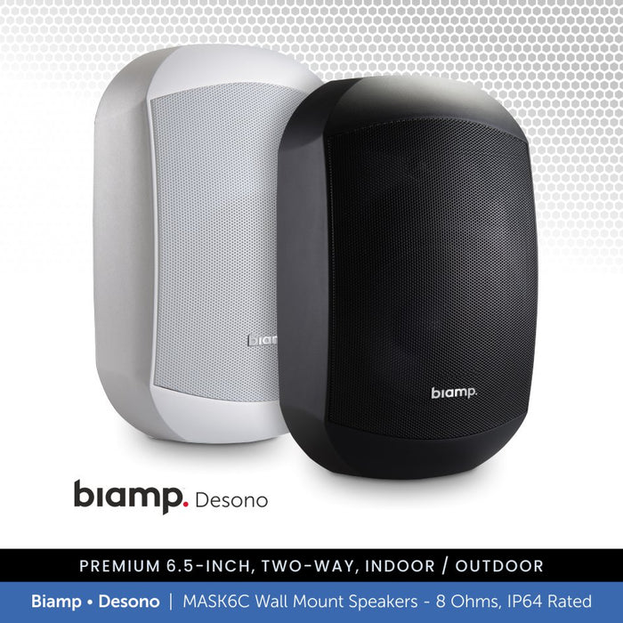 Biamp Desono MASK6C-BL / MASK6C-W 6.5" Wall Mount Speaker, 8 Ohms, IP64 Rated (Single)