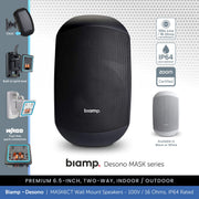 Biamp Desono MASK6CT-BL / MASK6CT-W 6.5" Wall Mount Speaker, 100V/16 Ohms, IP64 Rated (Single)