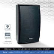 Biamp Desono MASK8F-BL / MASK8F-W 8" Full-Range Wall Speaker, 200W / 8 Ohms (Single)