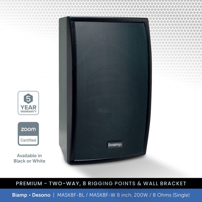 Biamp Desono MASK8F-BL / MASK8F-W 8" Full-Range Wall Speaker, 200W / 8 Ohms (Single)