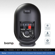 Biamp OVO3T-B / OVO3T-W 3" Compact Wall Mount Speaker, 100V / 16 Ohms