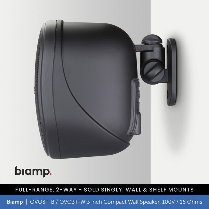 Biamp OVO3T-B / OVO3T-W 3" Compact Wall Mount Speaker, 100V / 16 Ohms
