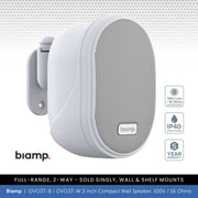 Biamp OVO3T-B / OVO3T-W 3" Compact Wall Mount Speaker, 100V / 16 Ohms