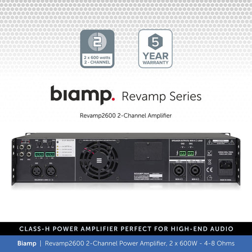 Biamp Revamp2600 2-Channel Power Amplifier 2 x 600W, 4-8 Ohms
