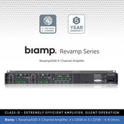 Biamp Revamp4100 4-Channel Power Amplifier 4 x 100W or 2 x 225W, 4-8 Ohms