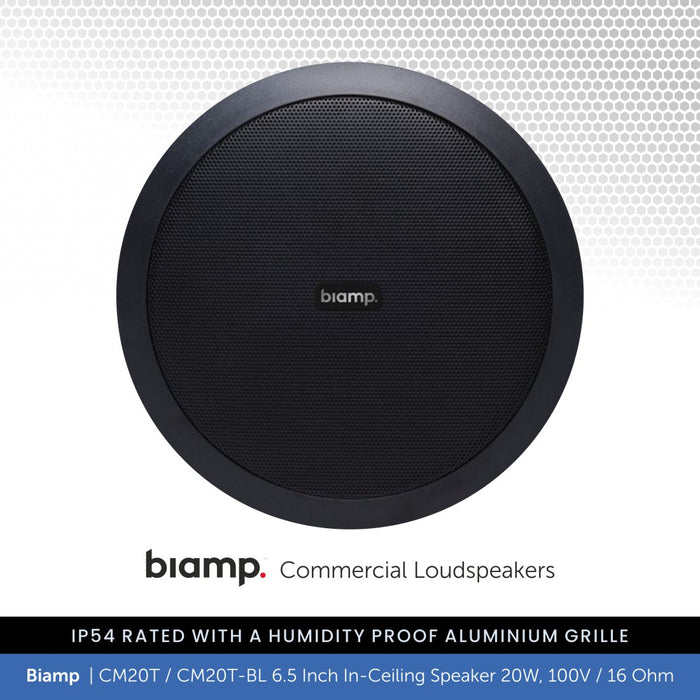 Biamp CM20T / CM20T-BL 6.5" Ceiling Speaker 20W, 100V/16 Ohm, IP54 Rated