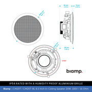 Biamp CM20T / CM20T-BL 6.5" Ceiling Speaker 20W, 100V/16 Ohm, IP54 Rated
