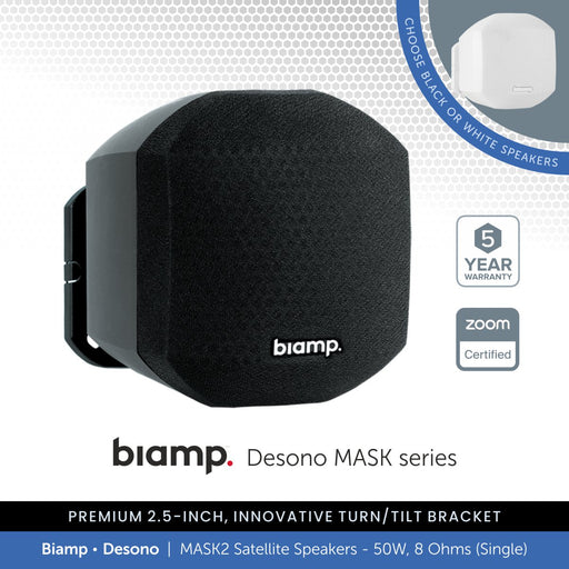 Biamp Desono MASK2-W / MASK2-BL 2.5" Satellite Speaker, 50W/8 Ohms (Single)