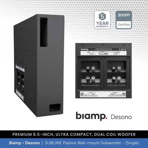 Biamp Desono SUBLIME-W / SUBLIME-BL Ultra Compact 6.5" Passive Wall-Mount Subwoofer