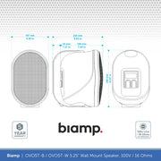 Biamp OVO5T-B / OVO5T-W 5.25" Wall Mount Speaker, 100V / 16 Ohms (Single)