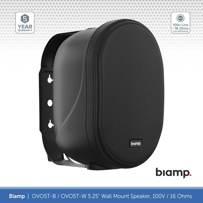Biamp OVO5T-B / OVO5T-W 5.25" Wall Mount Speaker, 100V / 16 Ohms (Single)