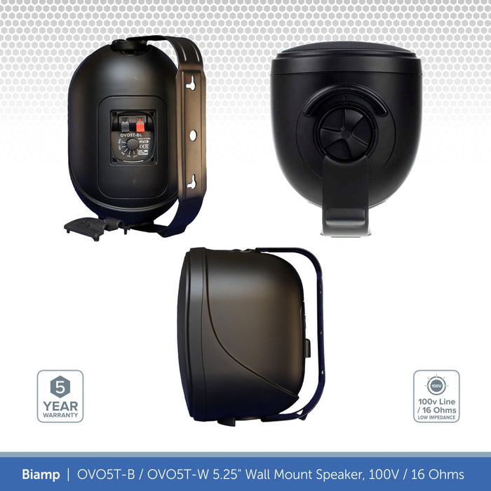 Biamp OVO5T-B / OVO5T-W 5.25" Wall Mount Speaker, 100V / 16 Ohms (Single)