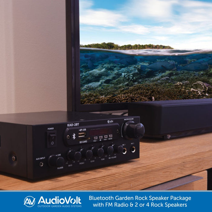 Bluetooth Garden Rock Speaker Package with FM Radio & 2 or 4 Eagle A180CA Speakers