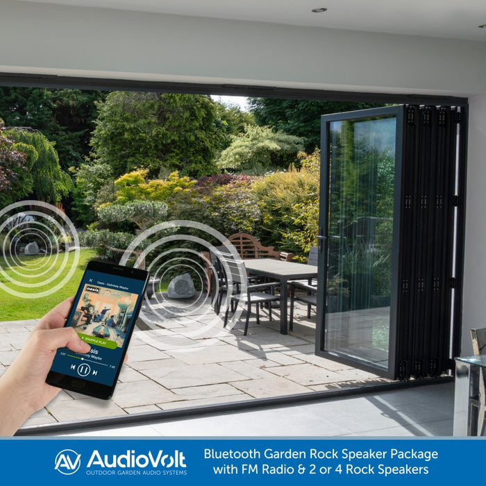 Bluetooth Garden Rock Speaker Package with FM Radio & 2 or 4 Eagle A180CA Speakers