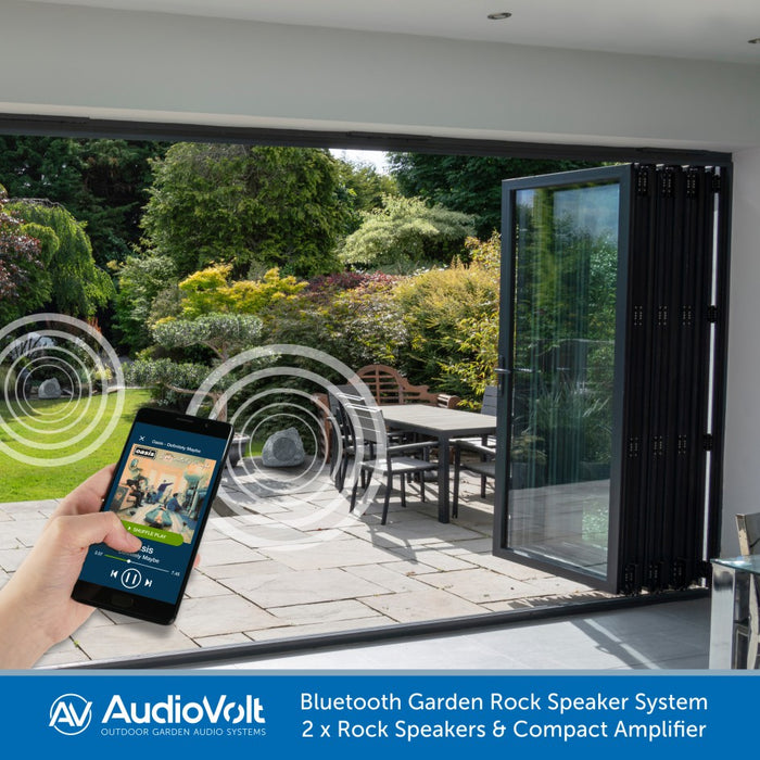 Bluetooth Garden Rock Speaker System – Eagle A180CA Speakers with Compact Amplifier