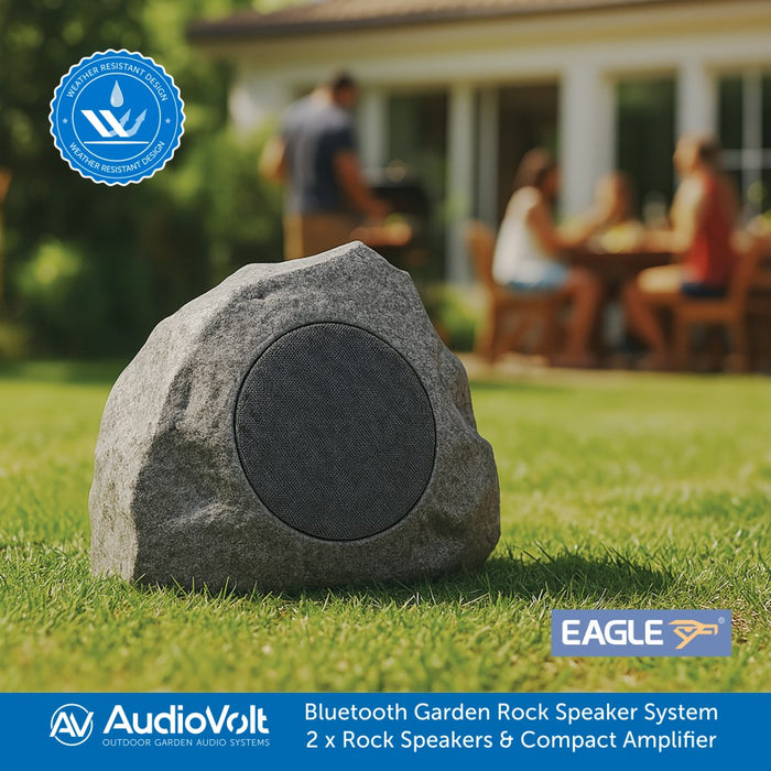 Bluetooth Garden Rock Speaker System – Eagle A180CA Speakers with Compact Amplifier