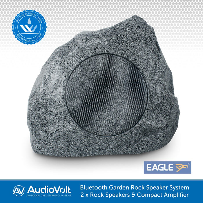 Bluetooth Garden Rock Speaker System – Eagle A180CA Speakers with Compact Amplifier
