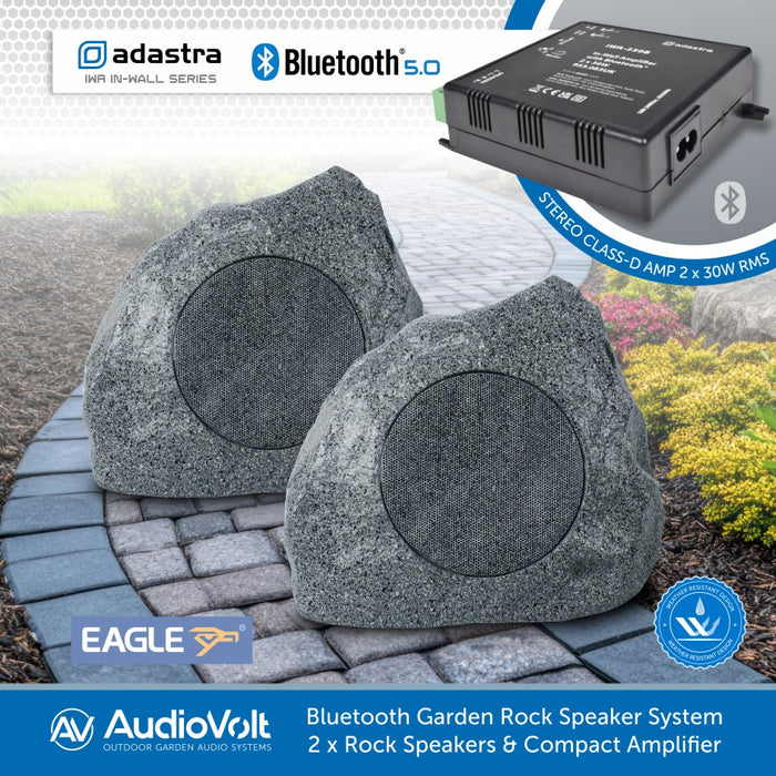 Bluetooth Garden Rock Speaker System – Eagle A180CA Speakers with Compact Amplifier