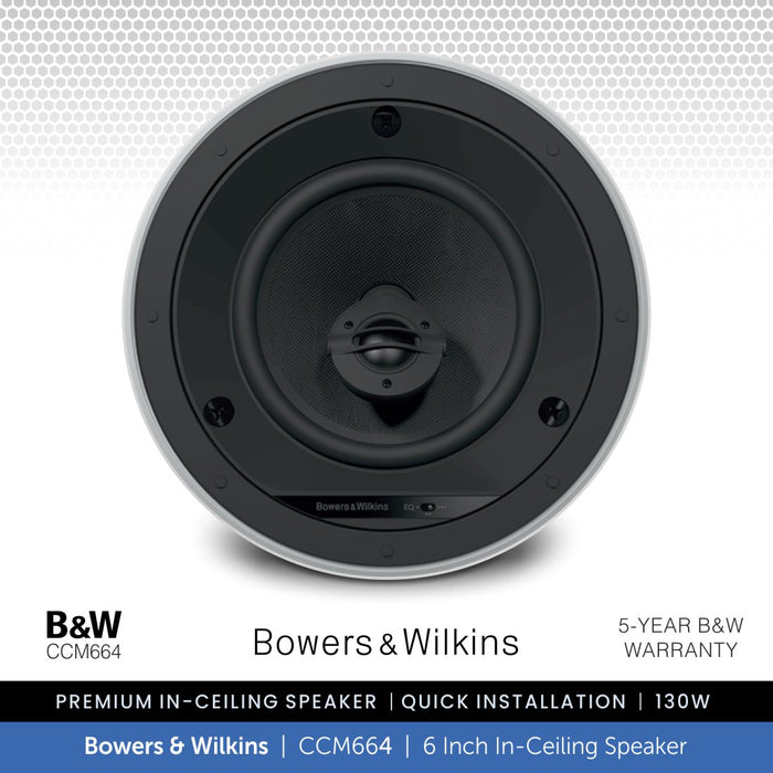 Bowers & Wilkins CCM664, 600 Series 6 inch In Ceiling Speaker 