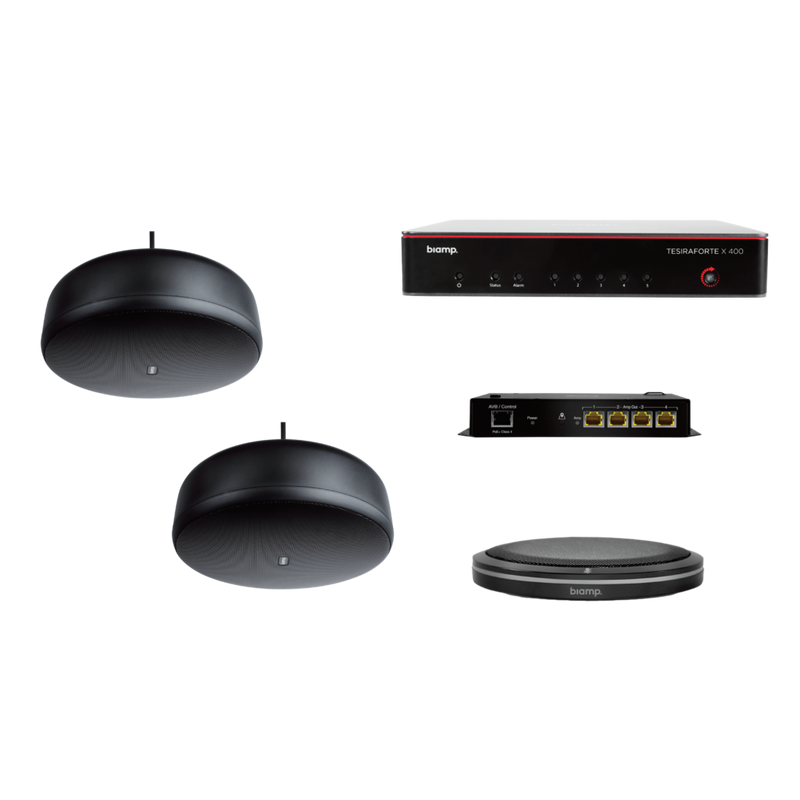Biamp MRB-M-X400-T-P6SM Medium Meeting Room AV Bundle — Beamtracking Table Mic & Pendant Speakers