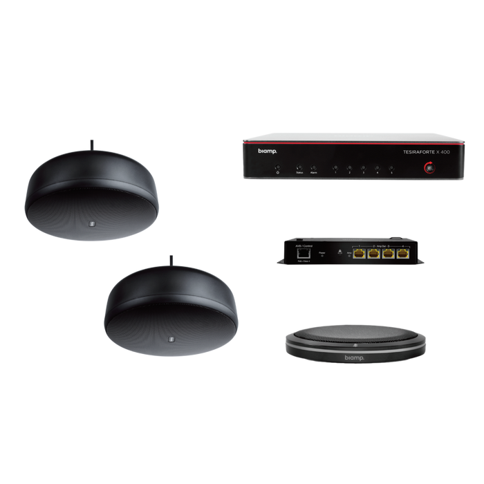 Biamp MRB-M-X400-T-P6SM Medium Meeting Room AV Bundle — Beamtracking Table Mic & Pendant Speakers