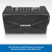A black NUX Busking 200FR battery-powered busking speaker with Bluetooth, shown from a front three-quarter angle on a white background with a blue text banner at the bottom.