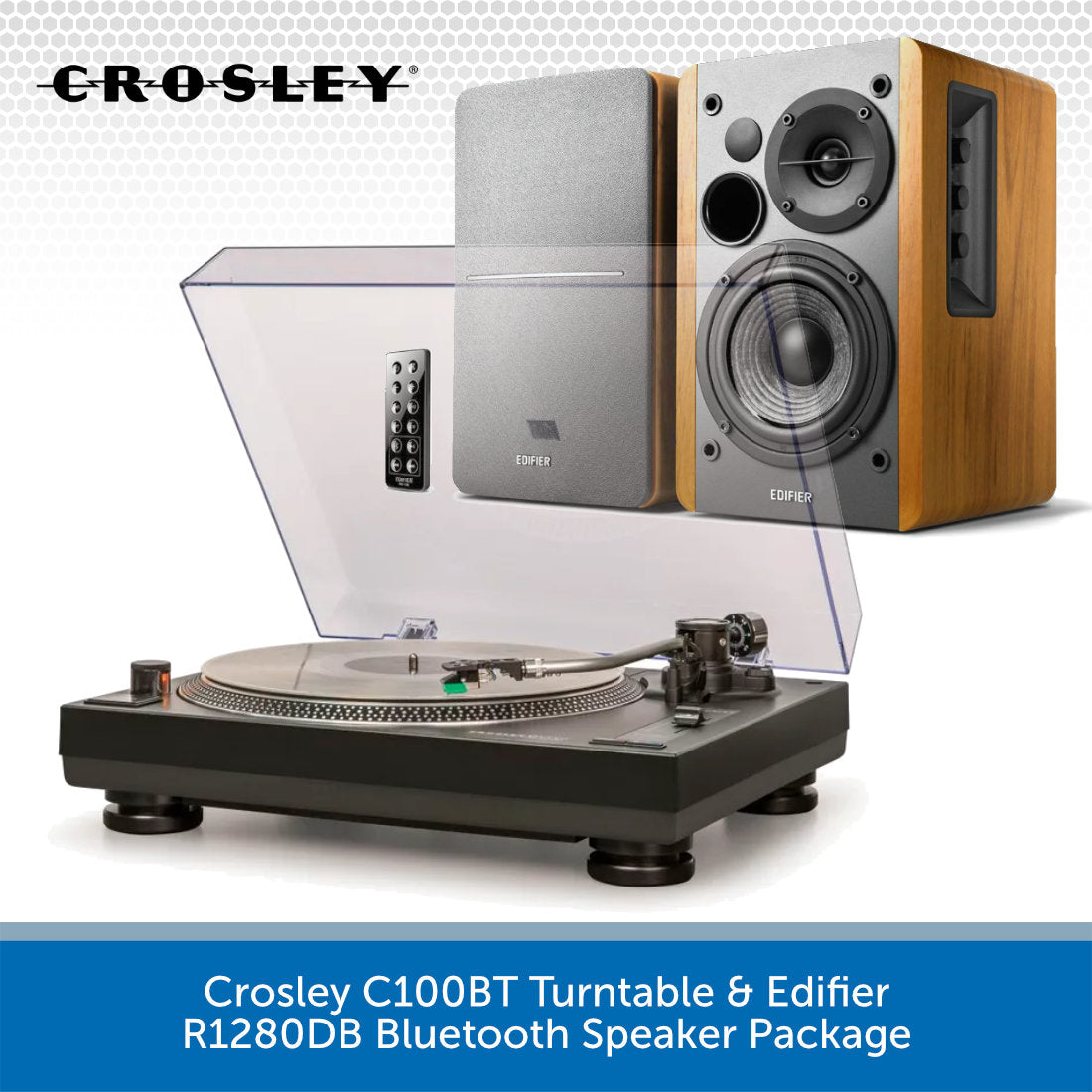 Crosley C100BT Turntable Edifier R1280DB Speakers Audio Volt