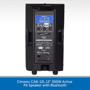 Citronic CAB-12L 12" 300W Active PA Speaker with Bluetooth