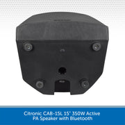 2 x Citronic CAB-15L 15" 350W Active Speakers with Bluetooth & PA Stands