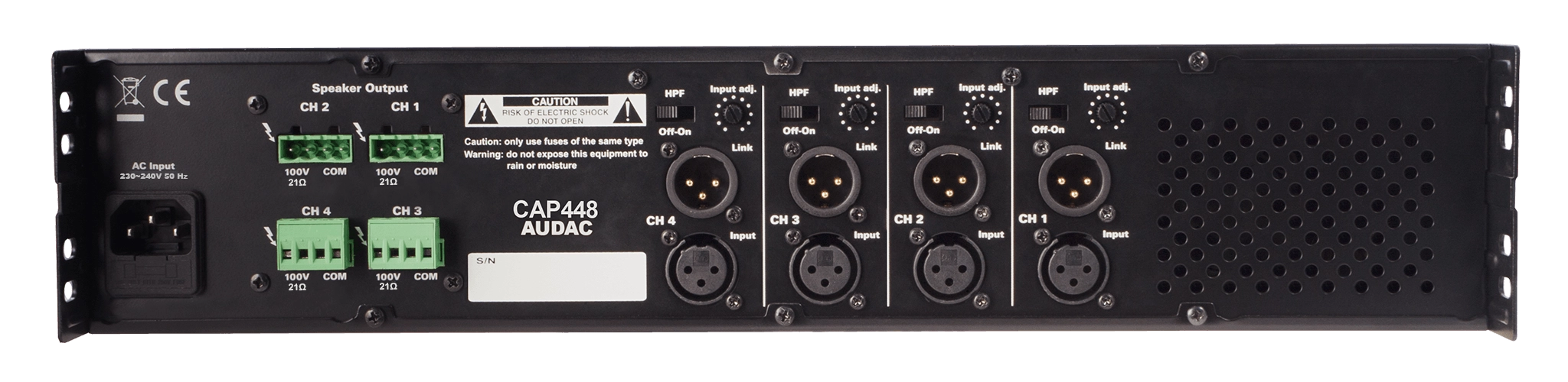 AUDAC CAP448 - 4 x 480W Quad Class-D Power Amplifier, 100V