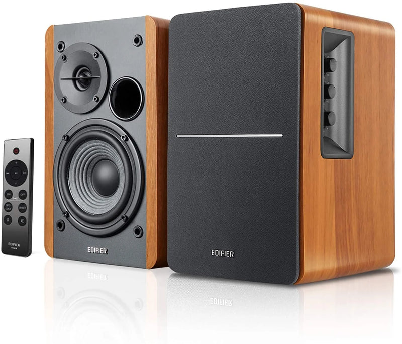 Edifier R1280DBs Active Bluetooth Bookshelf Speakers with Sub-Out & Remote - Pair - Brown