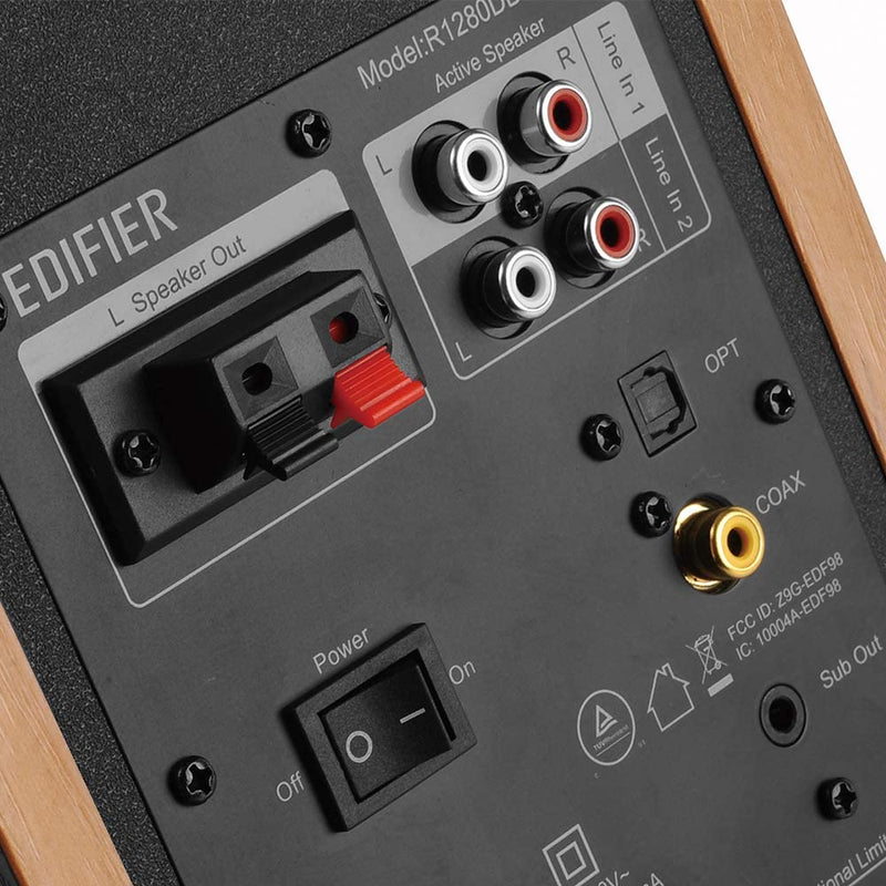 Edifier R1280DBs Active Bluetooth Bookshelf Speakers with Sub-Out & Remote - Pair - Brown