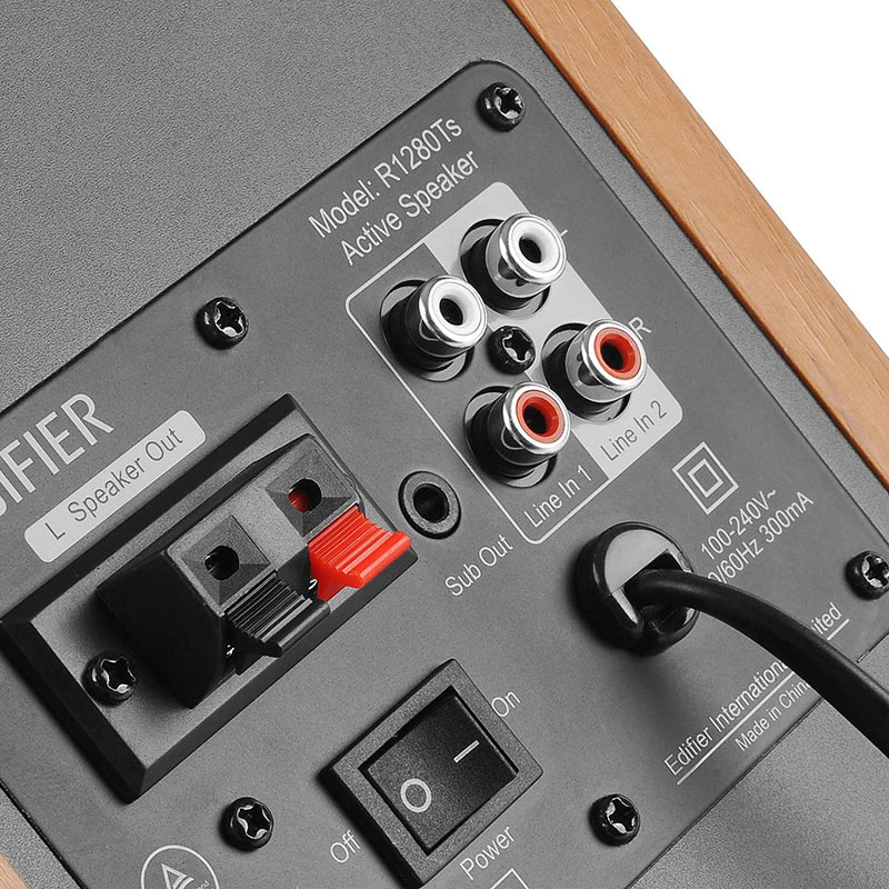 Edifier R1280Ts Active Bookshelf Speakers with Sub-Out & Remote - Pair - Brown
