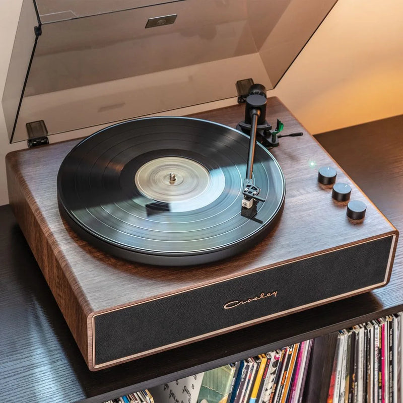 Crosley Stave Premium All-In-One Bluetooth Record Player, Built-In 60W Speakers