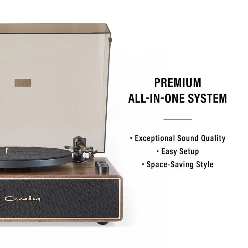 Crosley Stave Premium All-In-One Bluetooth Record Player, Built-In 60W Speakers