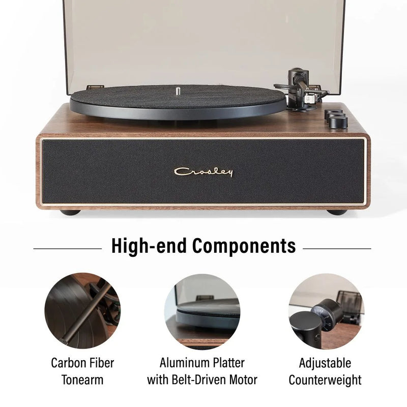 Crosley Stave Premium All-In-One Bluetooth Record Player, Built-In 60W Speakers
