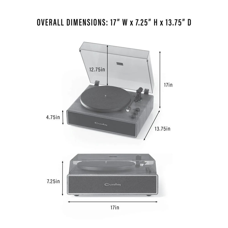 Crosley Stave Premium All-In-One Bluetooth Record Player, Built-In 60W Speakers