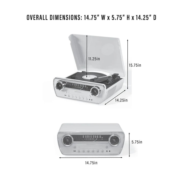 Crosley Powel 7-in-1 Record Player with Bluetooth, CD Player & FM Radio