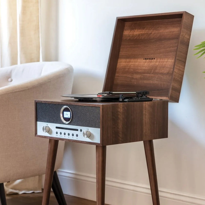 Crosley Nash 7-in-1 Bluetooth Record Player Music Centre - Walnut