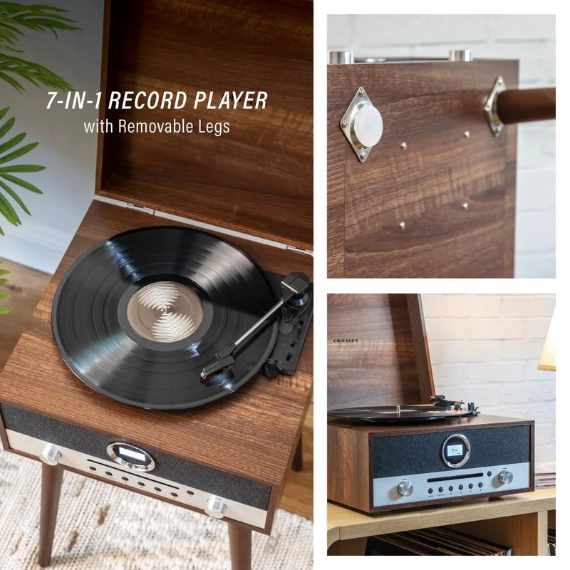 Crosley Nash 7-in-1 Bluetooth Record Player Music Centre - Walnut