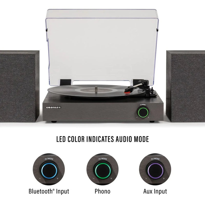 Crosley Zane Bluetooth Record Player with DAB Radio & Stereo Speakers - Black