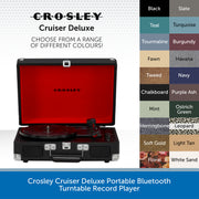 Crosley Cruiser Deluxe CR8005D, Portable Record Player 3-Speed Turntable & 2 Way Bluetooth