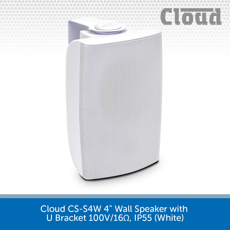 Cloud CS-S4W 4" Wall Speaker with U Bracket 100V/16Ω, IP55 (White)