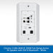 White Citronic CUBA-8AW 8-inch active PA speaker rear panel with multiple audio input and output connectors, power outlets, and a blue text banner at the bottom describing the product.