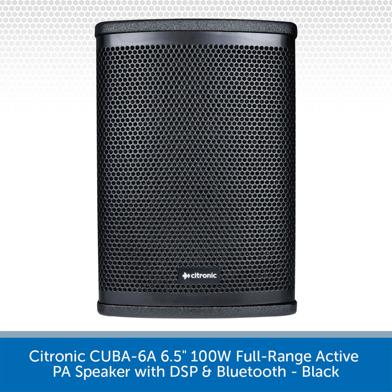 Citronic CUBA-6A 6.5" 100W Full-Range Active PA Speaker with DSP & Bluetooth - Black