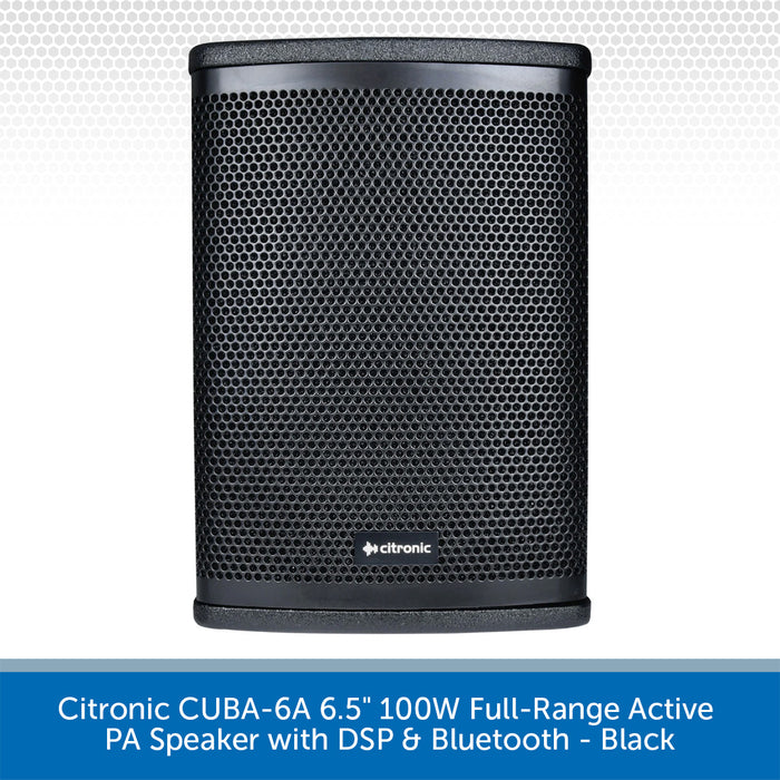 Citronic CUBA-6A 6.5" 100W Full-Range Active PA Speaker with DSP & Bluetooth - Black