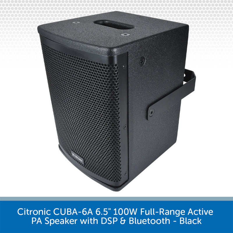 Citronic CUBA-6A 6.5" 100W Full-Range Active PA Speaker with DSP & Bluetooth - Black
