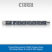 Cloud Electronics CX261 Single Zone Pre Amp Mixer, 6-Line/2-Mic Inputs