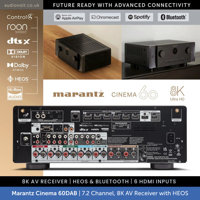 Marantz Cinema 60DAB 7.2 Channel, 8K AV Receiver with Built-In HEOS